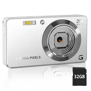 Digital Camera, 4K Ultra HD 56MP Digital Camera with 20X Zoom, Autofocus & Anti-Shake, Video Camera for Adults & Teens, Includes 32GB SD Card Perfect for Beginners (Silver)