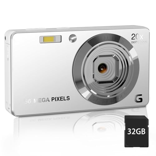 Image of Digital Camera, 4K Ultra HD 56Mp Autofocus Camera, Digital Point and Shoot Camera with 20X Zoom Anti Shake, Video Camera with 32GB SD Card for Adults, Teens, Beginners (CAM12)
