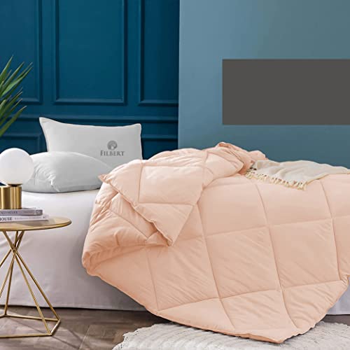 Image of Filbert - Super Comfort Microfiber 500 GSM King Size Comforter for Heavy Winter Blanket Quilt Diamond Stitch (92 inch x 106 inch Inches /233cm x 269cm) - Comforter King Size|Peach