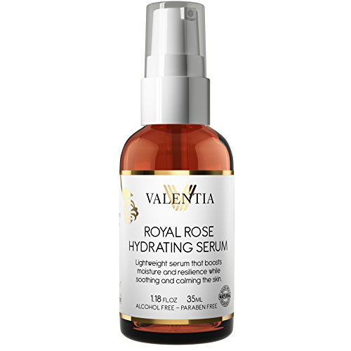 Royal Rose Hydrating Serum - For Sensitive Skin - Includes Rosa Damascena, Organic Rosehip Oil, Niacinamide (Vit B), Evening Primrose, Bearberry, and Lavender - 1.18 Oz