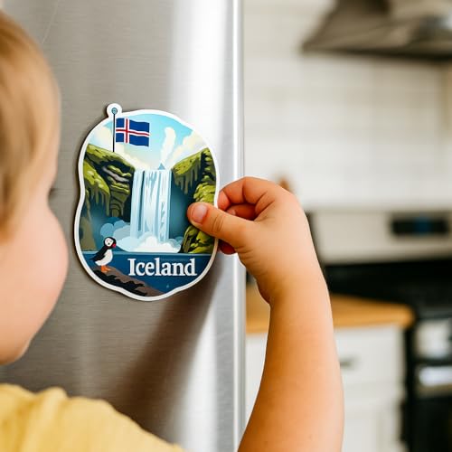 Image of Naxon Iceland Country Theme Souvenir Fridge Magnet - 3x3 Inch Stylish Refrigerator Magnet for Kitchen & Home Decor | Travel Souvenir Gift from Iceland | Fridge Decoration Magnet | Pack of 1