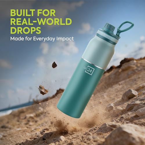 Image of Go24 pexpo Sipper Water Bottle 740ml ISI Certified Stainless Steel Flask with Sipper Cap | 3 Layer Insulation | 2-Year Warranty |for Home, Office, Gym, Travelling | BPA Free |Austin | Green