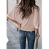 HOTAPEI Womens Blouses and Tops for Work Fashion Casual Summer Short Sleeve Wrap V Neck Draped Front Office Blouses Loose Fit Tops Shirts Apricot