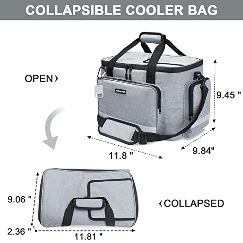 30/60 Can Soft Sided Cooler Bag Insulated Leak Proof Collapsible Cooler Portable Travel Tote With Reflective Strip, Large Lunch Camping Cooler For Picnic, Beach And Road Trips #TOP1