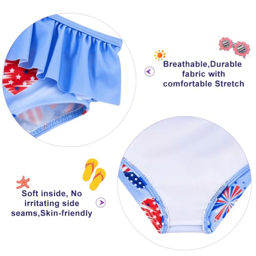 Image of Funnycokid Girls Swimsuit Toddler Bathing Suit Long Sleeve 2 Piece Rash Guard Set for Kids 2-10 Years