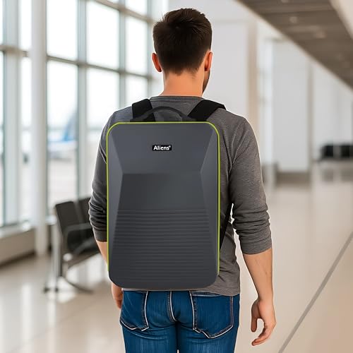 Image of Tukzer Hard Shell Laptop Travel Backpack Aliens Series-ABS Material with 7 Multi-Utility Compartments for Laptops up to 15.6 inch,Tablets, ipad, Smartphones, powerbank, HDD etc for Office and Travel-Gry