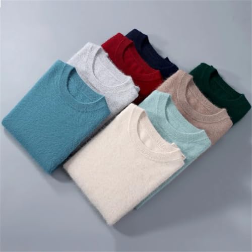 Men Cashmere Sweater Autumn Winter Solid Color Knitted Pullover Loose Long Sleeve Thick Round Neck Sweater2