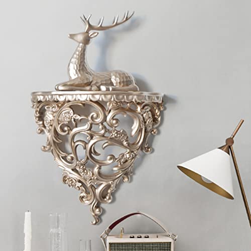 Doitool 2Pcs Resin Floating Wall Shelf Wall Mounted Decorative Display Wall Organizer Retro Hollow Flower Carving Wall Art Decoration Flower Pot Stand Champagne Gold #TOP7