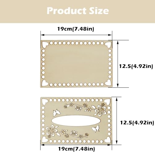 2 Sets Crochet Basket Base Wooden Bag Base Crochet Wooden Base Natural Basket Base Handmade DIY for Making Crochet Wool Bags, DIY Knitting Baskets, Craft Bags (Butterfly) - Image 2
