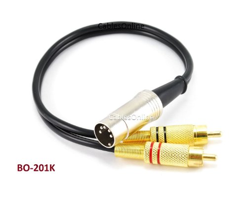 CablesOnline 1ft 5-Pin Din Male to 2-RCA Male Professional Grade Audio Cable for Bang & Olufsen, Naim, Quad.Stereo Systems (BO-201K)