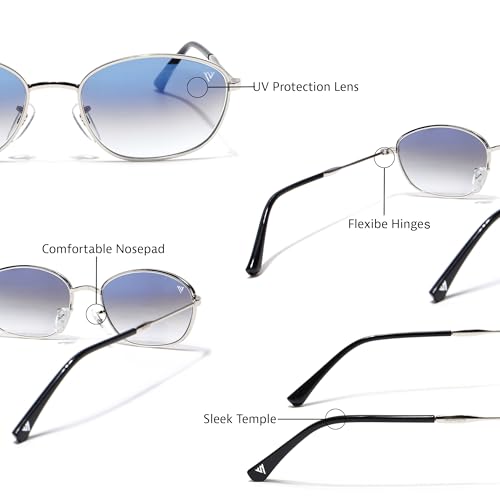 Image of Voyage Oval Polarized Sunglasses for Men & Women (Black Lens | Grey Frame - MG7625)