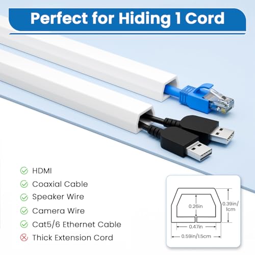 Image of Serplex Floor Cord Hide, 6.6ft PVC Self-Adhesive Wire Cover, Flexible & Cuttable Cable Hider for Home & Office, Soft Wall Wire Covers for Floor Cable Management Protector Prevent Trips Cord Cavity