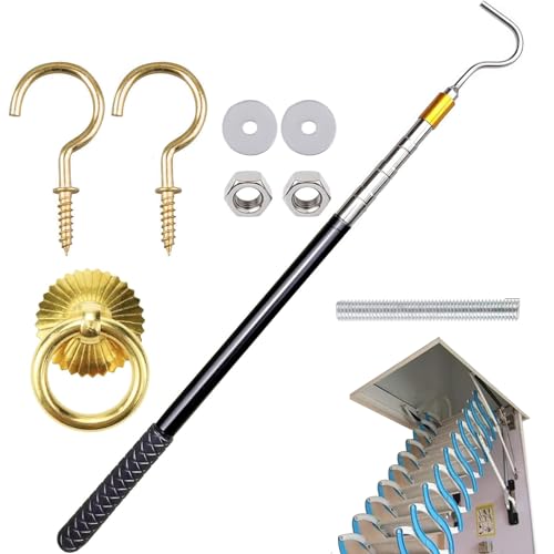 Tirador Para Escaleras De Ático | Gancho Telescópico De 163 Cm,Abridor Para Escotilla De Buhardilla Carga Ventana Garaje Armario Exterior,Para Carga Ventanilla Furgoneta Garaje