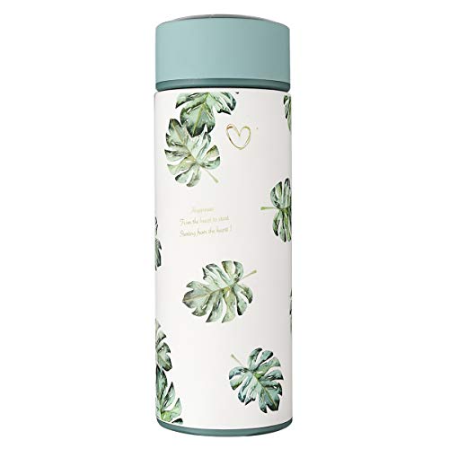 Diller Thermos Water Bottle with Tea Strainer, Stainless Steel Coffee Travel Mug Leak Proof Water Flask for Women Man and Kids Keep 12 Hours Piping Hot & 24 Hours Cold (Green, 12 oz)