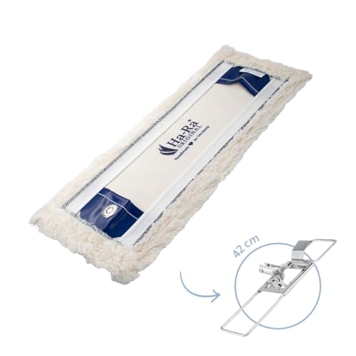 Ha-Ra Bodenwischtuch weiß lang 42 cmI langlebiger Boden-Wischer zur Reinigung für Böden & Wände I Bezug für Wischmop aus Baumwoll-Mischgewebe I reinigungsstark & saugkräftig