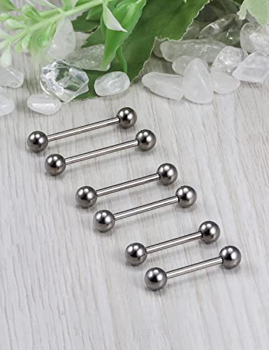 Ocptiy 16G 14G 12G Titanium Tongue Rings Nipple Piercings Externally/Internally Threaded G23 Hypaollergenic Nipple Tongue Barbells Piercing Jewelry for Women Men 12mm 14mm 16mm 19mm Bars2