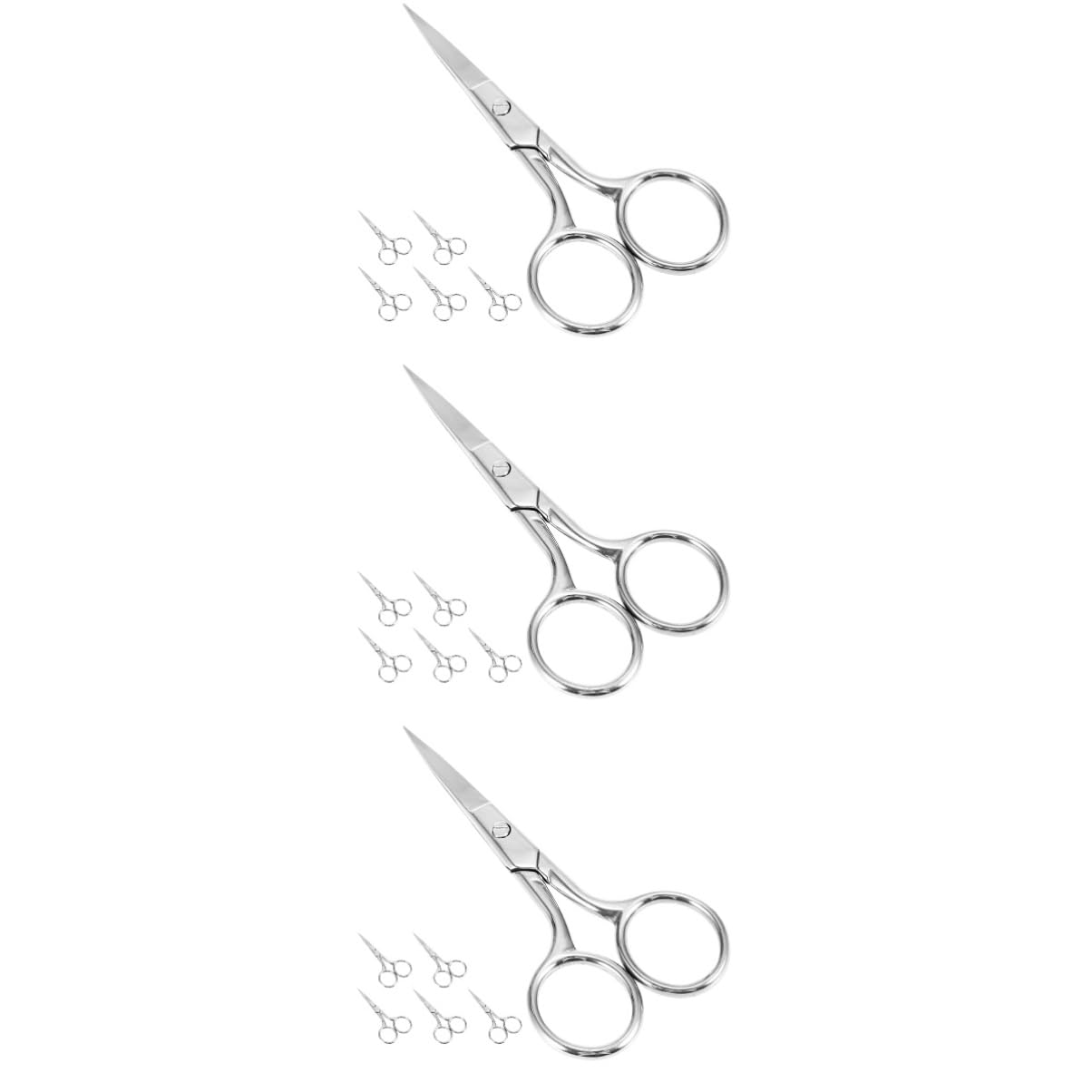 FRCOLOR 3 Juegos Tijeras De Acero Inoxidable Cortadores Tostadora Manual Condujo Vestidor Pararse Tijeras Para Vello Facial Tijeras De Cejas Portátiles Tijeras De Metal Silver 6 Piezas * 3