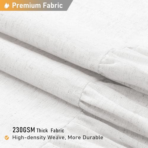 BTTN Extra Long Linen Blend Shower Curtain - 72x84 Inch Long Shabby Chic Fabric Shower Curtain Set with Ruffle Hem, Tall Modern Farmhouse Rustic Thick Cloth Shower Curtains for Bathroom Decor - White by BTTN - Image 2