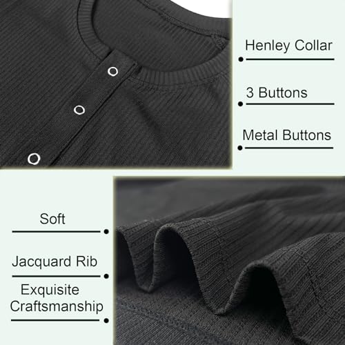 Muscle Cmdr Men's Stretch Henley T Shirts Slim Fit Short & Long Sleeve Casual Stylish Tee Business Top4