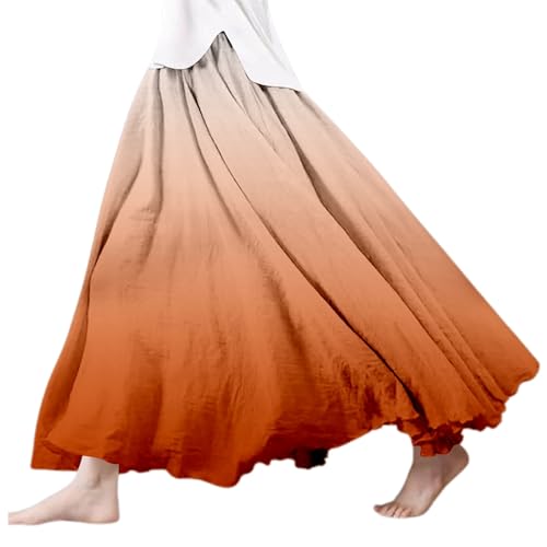 Falda de Lino Estampada de Verano para Mujer, Cintura elástica, Estilo Bohemio, para Playa, Larga y vaporosa, para Vacaciones Faldas Gasa Faldas De Tubo Mujer