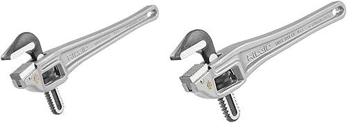 RIDGID 31125 Juego de llaves de tubo de aluminio de 18 pulgadas y 31120 de 14 pulgadas con cabeza de mandíbula de gancho estrecho para espacios