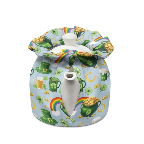 Image of Green Leave Tea Cosy for Teapots, Dustproof Insulated Tea Pot Protective Cover Kitchen Home Tea Pot Cover Insulation and Keep Warm, Tea Party Restaurant Decor
