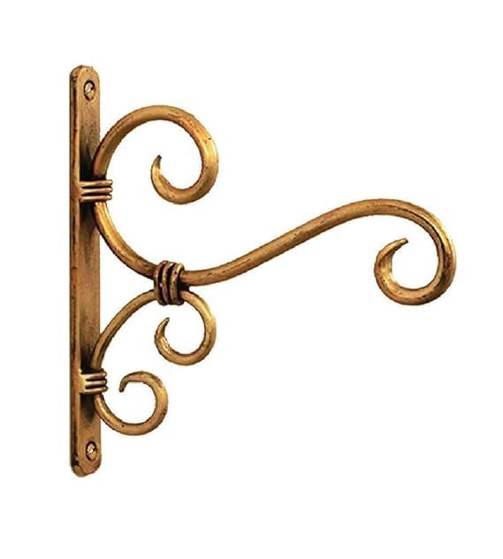 The Urban Woods Hanging Wall Bracket for Lantern and Plant, Brackets for Bird Feeders, Planter,Flower Pot | Wind Chime Lanterns Hanger Antique (Golden1pc)-image-42