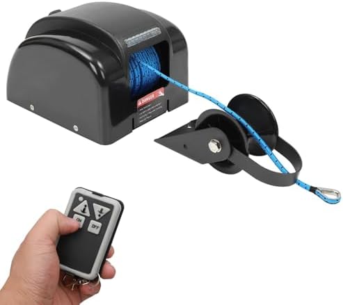 12V Electric Winch & Windlass for Boats & Yachts Manual Hand Operat, Supports Up to 20.4kg, for Marine Use & Boat Trailers