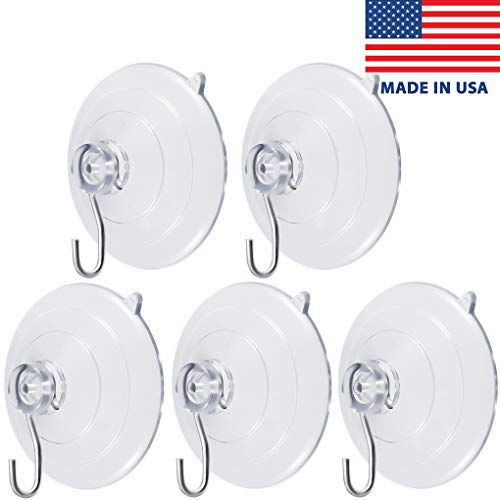 Suction Cups, ATUS Clear Plastic Large Suction Cup with Metal Hook, for Home Kitchen Bathroom Wall Towel Robe Hangers, Hanging Supplies, Utility Hooks, 2.5