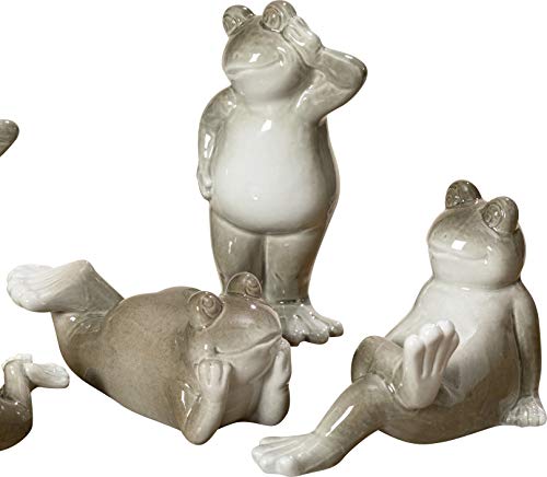 BOLTZE GRUPPE GmbH Rana Set 3 Unidades Gris dolimita Brillante 11 cm Escultura Figura Decorativa