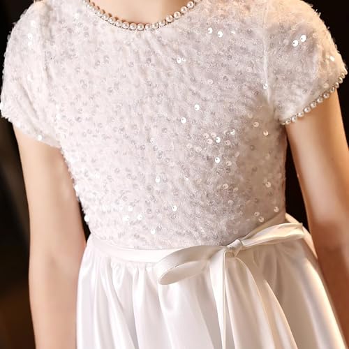Sequin Flower Girl Dresses for Wedding Cap Sleeves First Communion Dress Satin Princess Pageant Ball Gown4