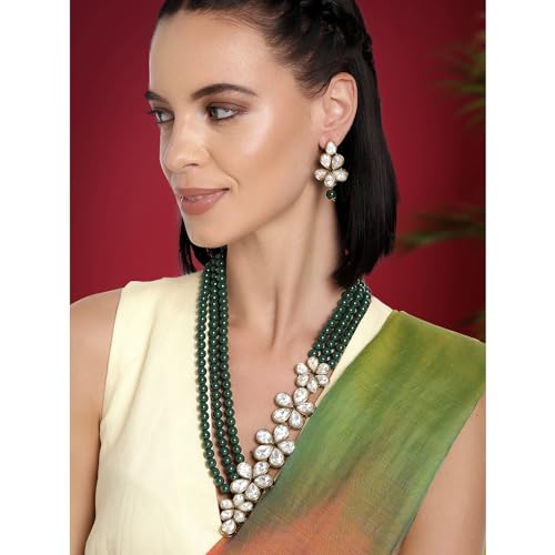 Image of Peora Crystal Faux Pearl Necklace & Jewellery Set Gift for Women