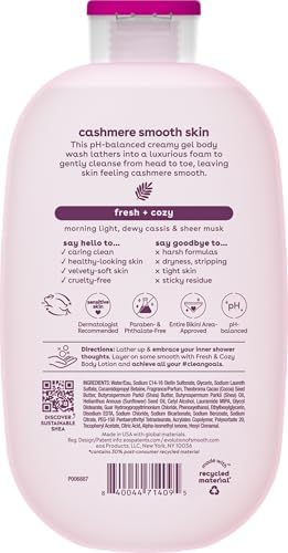 eos Shea Better Cashmere Body Wash, Fresh & Cozy, Moisturizing, pH Balanced Body Wash, Creamy Gel Formula, Paraben & Phthalate Free, Sensitive Skin, 16 fl oz