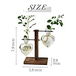 XXXFLOWER Plant Terrarium Wooden Stand, Hydroponic Planter Bulb Glass Metal Swivel Holder Retro Air Plants Water Plants for Home Office Decoration, Plant Lover Gifts - 2 Love Bulb Vase - Image 2