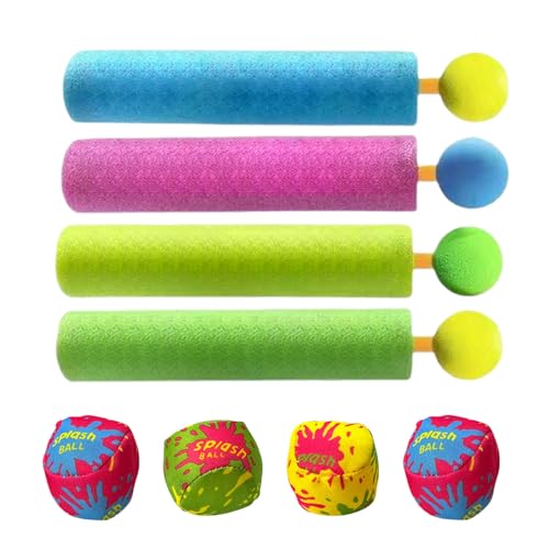 Pistolas De Agua para Niños, Juguetes De Espuma para Playa, 4 Unidades Juego De Agua Interactivo con Pelota para Jardín Campamento Playa Cumpleaños Y Reuniones Familiares