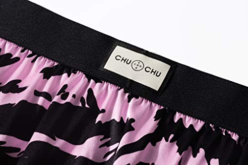 Men's Silk Boxer Shorts - Pure Mulberry Silk Underwear, Luxury Sleepwear, Pajamas Lounge Shorts - Improved Waistband (pink Tiger stripe M)3