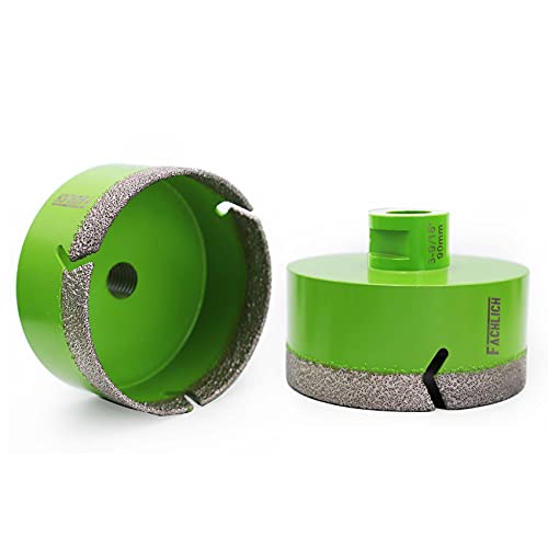 Image of Diamond Core Drill Bit,2pcs Diameter 3-9 /16 inch 90mm Thread 5 /8-11,Vacuum Brazed Dry Wet Hole Saw for Porcelain Tile,Granite,Marble,Concrete,Masonry,Brick