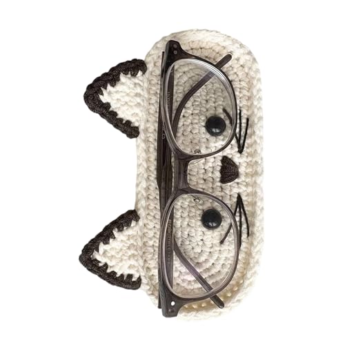 MIADOSHINSE ハンドメイドかぎ針編み動物メガネホルダー、デスク用装飾眼鏡オーガナイザートレイ 楽しい眼鏡収納, L, One Size