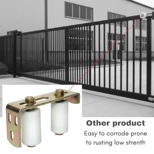 Image of Double Nylon Roller Guide Bracket | Heavy Duty Adjustable Steel Gate Roller with Rust-Proof Nylon Wheels