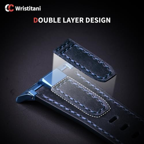 Image of Wristitani Leather Bands Compatible with Apple Watch Band 49mm 46mm 45mm 44mm for Men, Metal Connector & Genuine Leather Straps for iWatch Ultra3 /2 /1 SE3 /2 /1 Series 11 10 9 8 7 6 5 4 [NO Watch and Case]