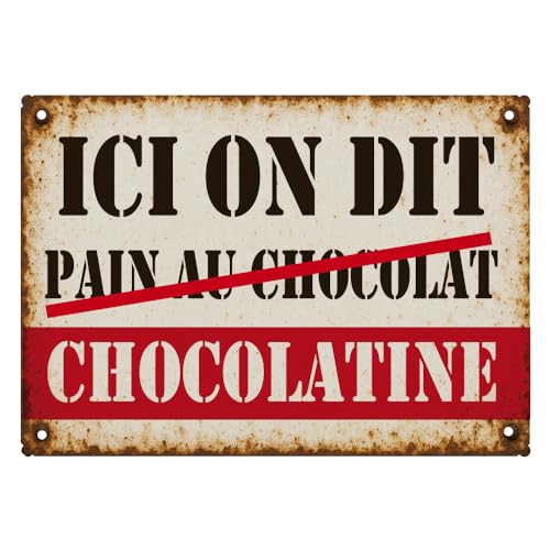 Plaque métal Chocolatine déco cuisine vintage en fer forgé