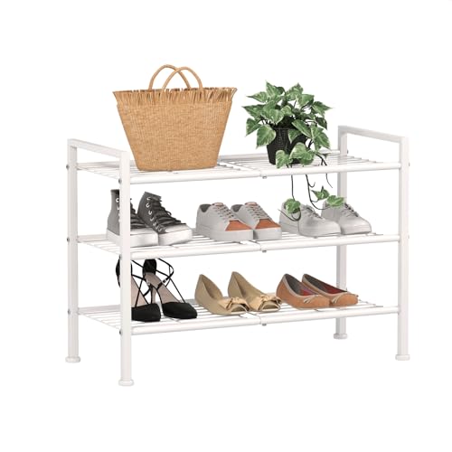 Image of 3-Tier Metal Shoe Rack, Heavy Duty Shoe Organizer for Entryway | Storage Organizer for Closet Entryway Garage Dorm Room, Easy Assembly Multi-Purpose Shelf
