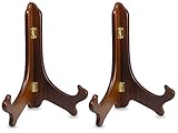 BANBERRY DESIGNS Wood Easels Folding Display Plate Stand Premium Quality Walnut - 9 Inch - Set of 2 Pieces