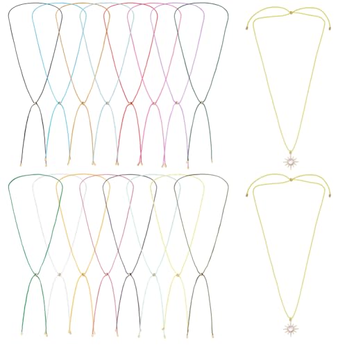PH PandaHall 16 Cordon Réglable en Nylon pour la Fabrication de Collier Bijoux 16 Couleurs 77cm Tressé en Corde avec Perle Coulissante Dorée de 1.5 mm pour...