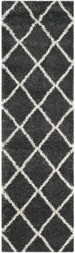 Image of Carpet for Hallway, Kitchen, and Modern InteriorsCarpetCozy Shag Runner for Living Room, Bedroom & Office Decor ETC Size 2x4 feet, Patten-Solid Grey B