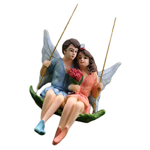 YARDWE Miniature Fairy Garden Accessories Fairy Garden Supplies Miniature Accessories 2 Garden Fairies Couple Fairy Garden Dollhouse Decoration