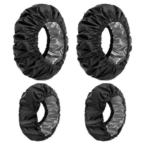 Heveer Cubierta de Rueda para Cochecito Infantil Fundas para Ruedas de Bebé Accesorios a Prueba de Polvo para Cochecitos 4 Piezas Negro