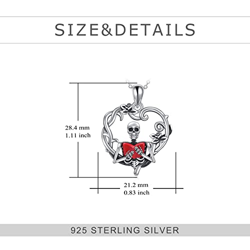 YFN 925 Sterling Silver Book Lover Necklace Reader Skull Skeleton Pendant Reders Gift Jewelry4