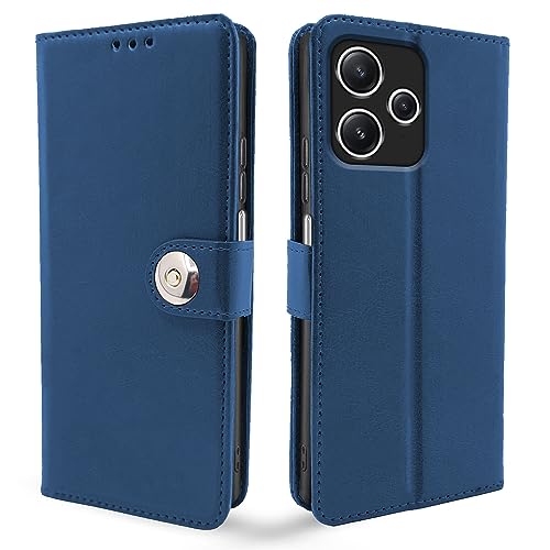 Image of Pikkme Mi Redmi 12 5G / Poco M6 Pro 5G Flip Cover Leather Finish | Inside TPU | Wallet Stand and Shock Proof | Button Flip Case for Mi Redmi 12 5G / Poco M6 Pro 5G (Blue)