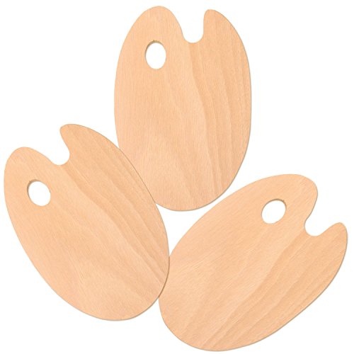 U.S. Art Supply Wooden Oval Artist Painting Palette (3-Pack)